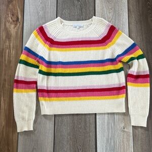 White + Warren Colorful Striped Sweater, Large